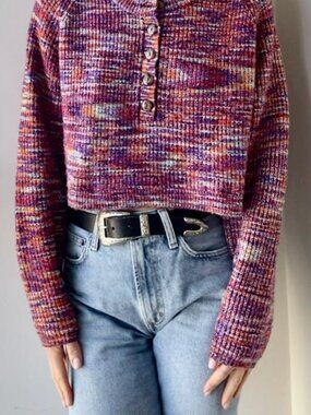 Purple (Multicoloured) BDG Urban Outfitters Long Sleeve Sweater- Semi Cropped- S